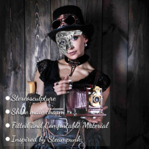HyperFun steampunk mens masquerade mask Grey