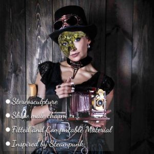 HyperFun steampunk mens masquerade mask gold
