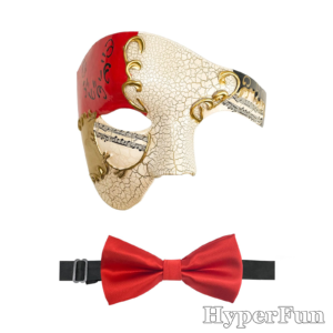 HyperFun Phantom of the Opera Mask with Bowtie Red