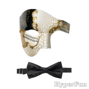 HyperFun Phantom of the Opera Mask with Bowtie White